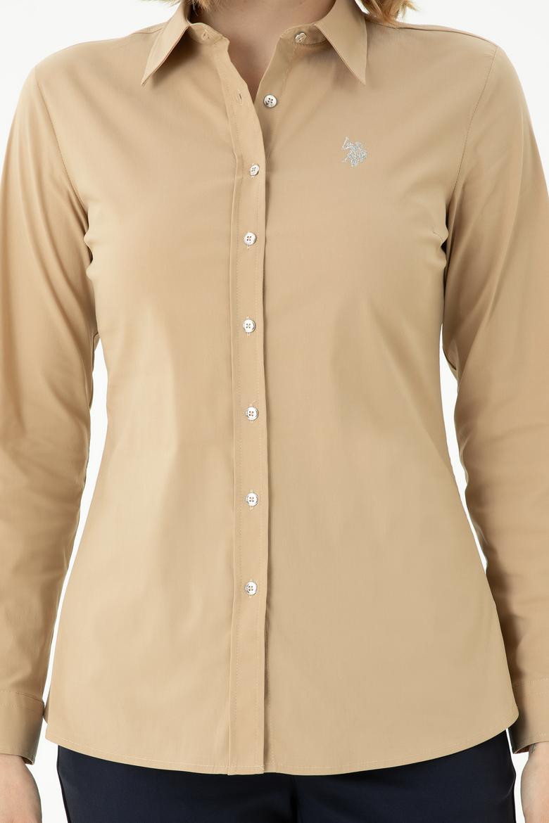 Kadın Kum Uzun Kollu Basic Gömlek - 50271264067