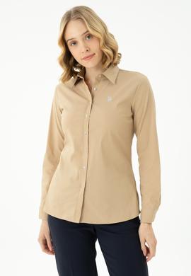 Kadın Kum Uzun Kollu Basic Gömlek - 50271264067