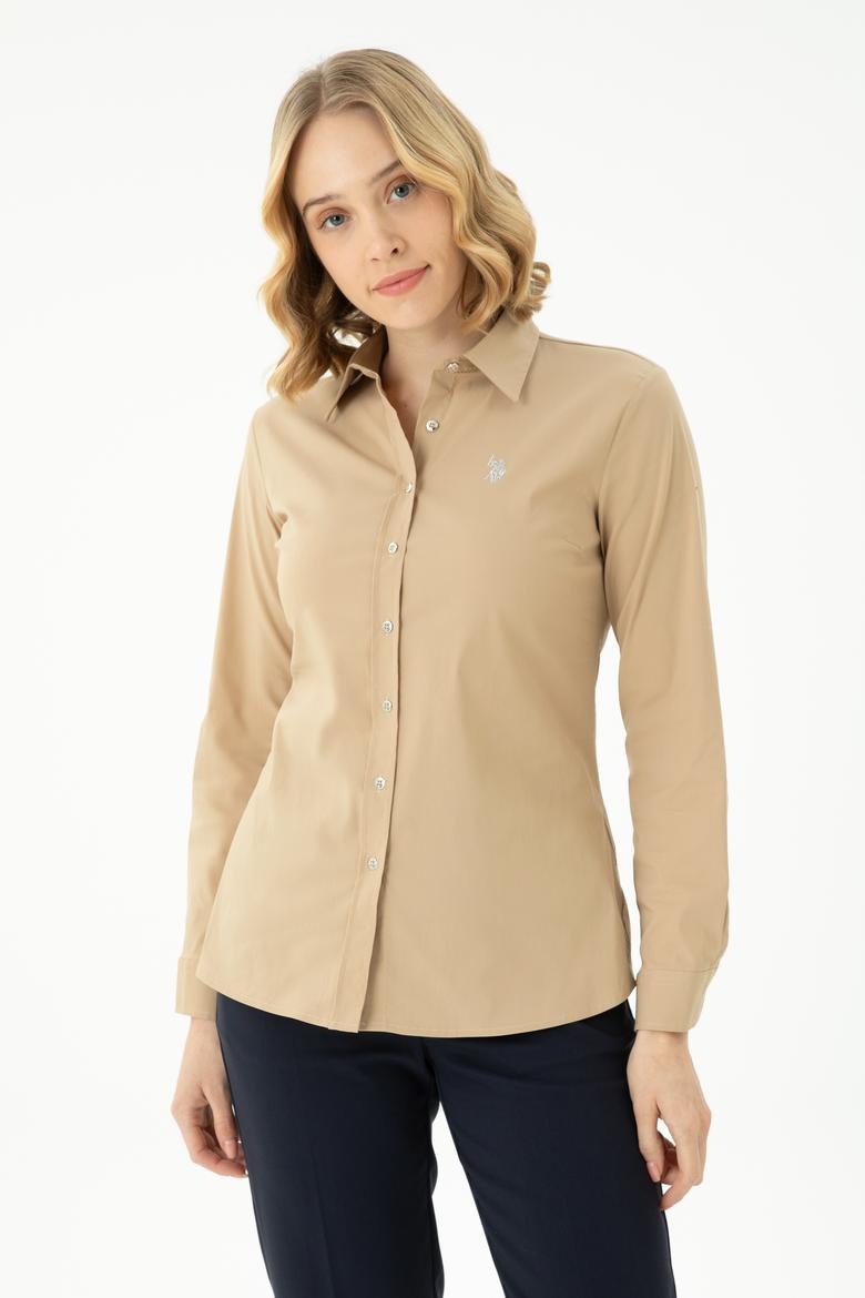 Kadın Kum Uzun Kollu Basic Gömlek - 50271264067