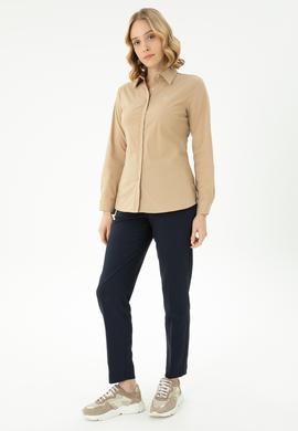 Kadın Kum Uzun Kollu Basic Gömlek - 50271264067