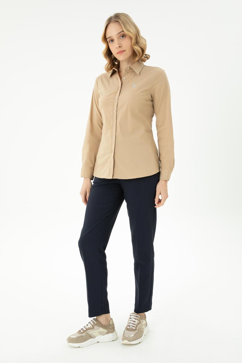 Kadın Kum Uzun Kollu Basic Gömlek - 50271264067