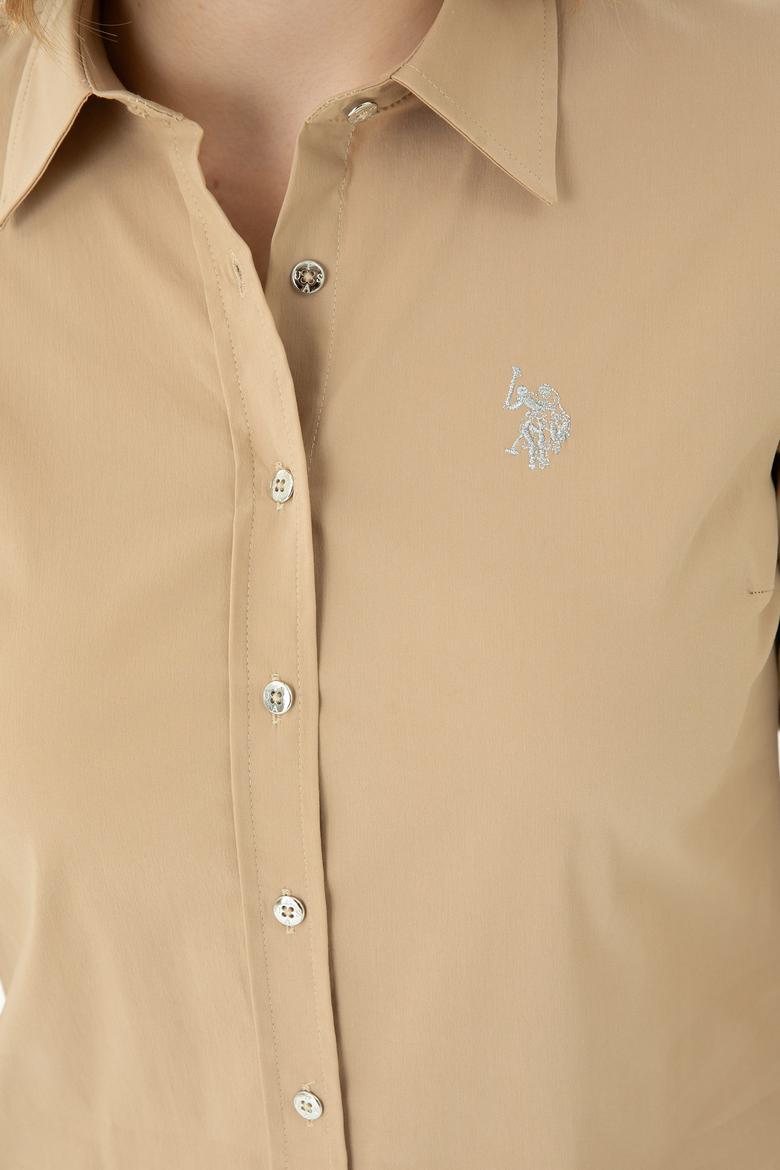 Kadın Kum Uzun Kollu Basic Gömlek - 50271264067