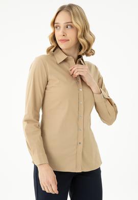 Kadın Kum Uzun Kollu Basic Gömlek - 50271264067
