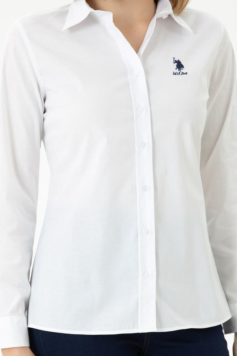 Kadın Beyaz Uzun Kollu Basic Gömlek - 50271266003