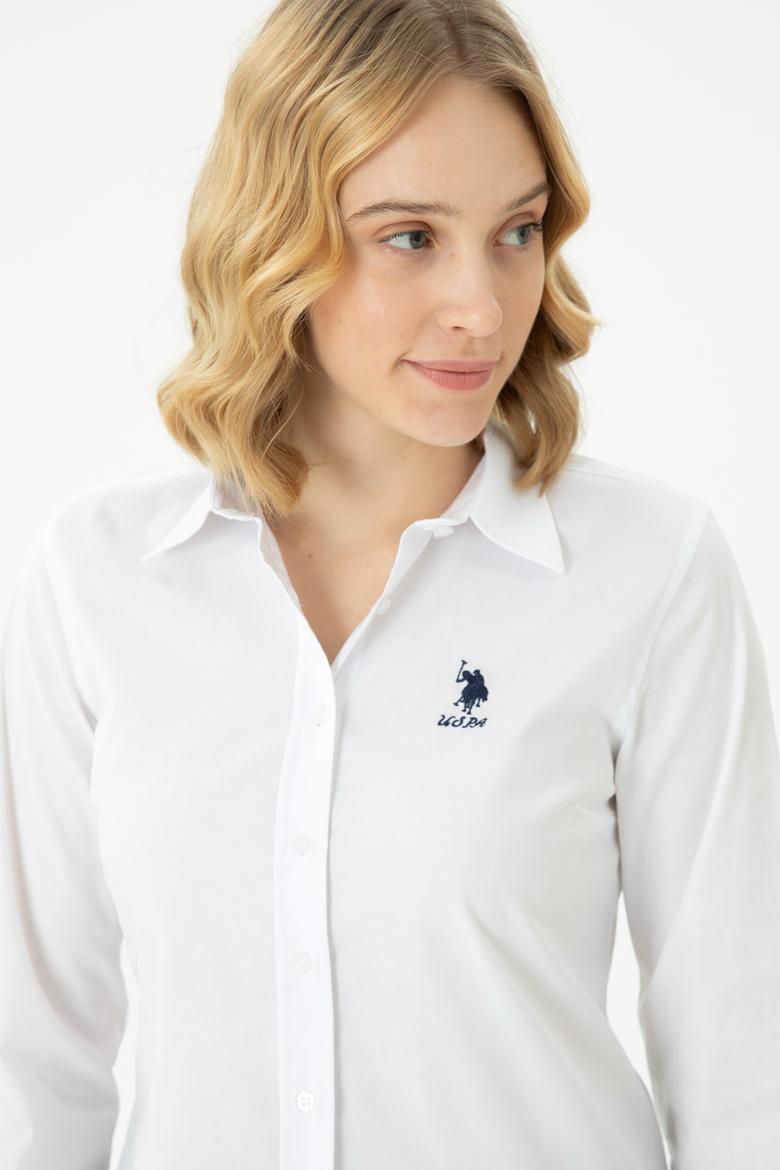 Kadın Beyaz Uzun Kollu Basic Gömlek - 50271266003