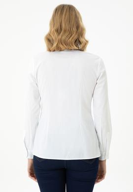 Kadın Beyaz Uzun Kollu Basic Gömlek - 50271266003
