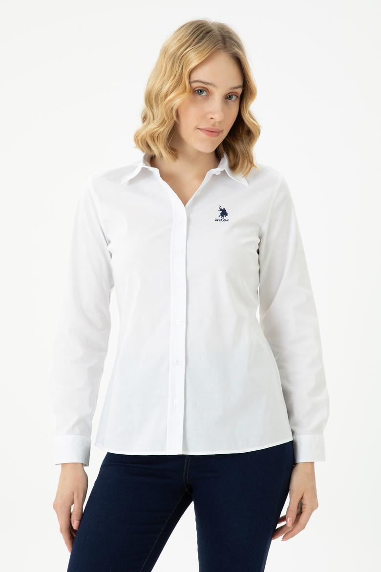 Kadın Beyaz Uzun Kollu Basic Gömlek - 50271266003