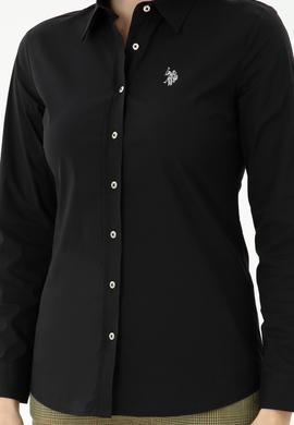 Kadın Siyah Uzun Kollu Basic Gömlek - 50271264027