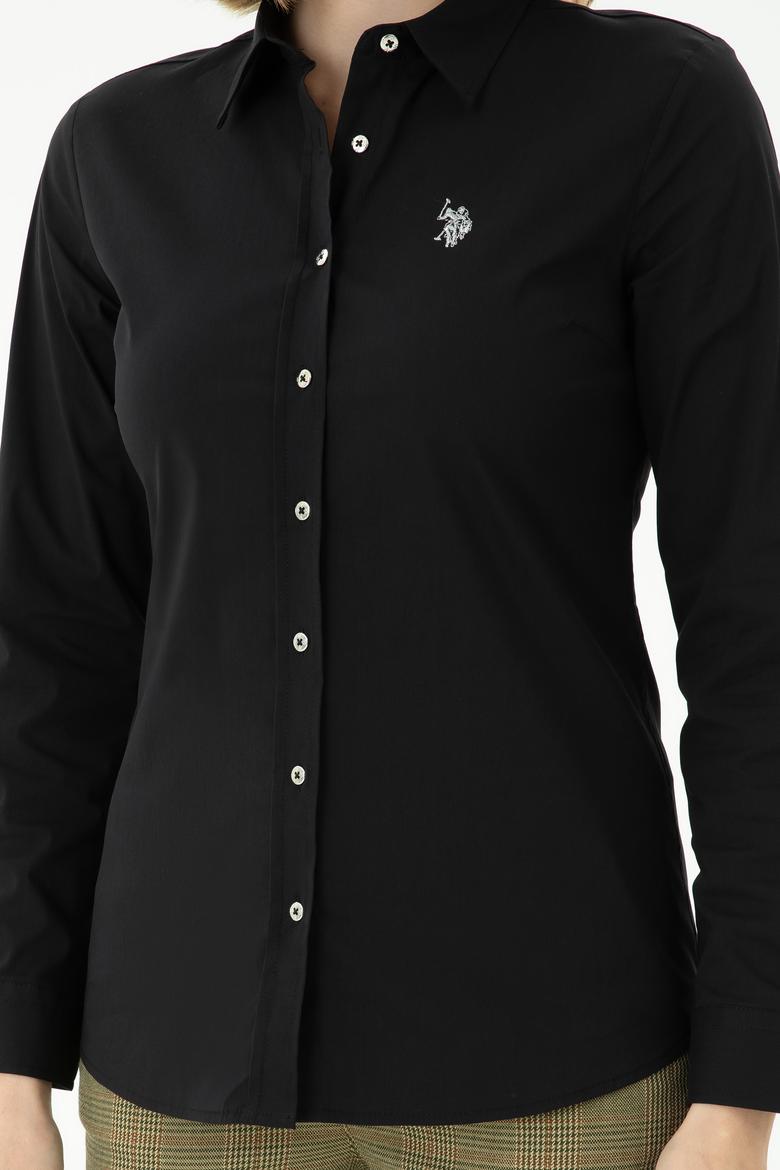 Kadın Siyah Uzun Kollu Basic Gömlek - 50271264027