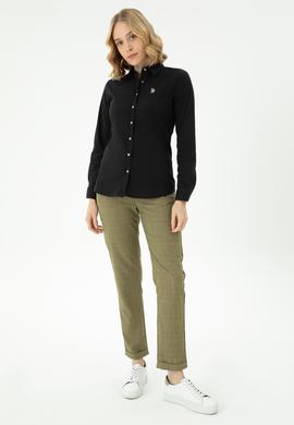 Kadın Siyah Uzun Kollu Basic Gömlek - 50271264027