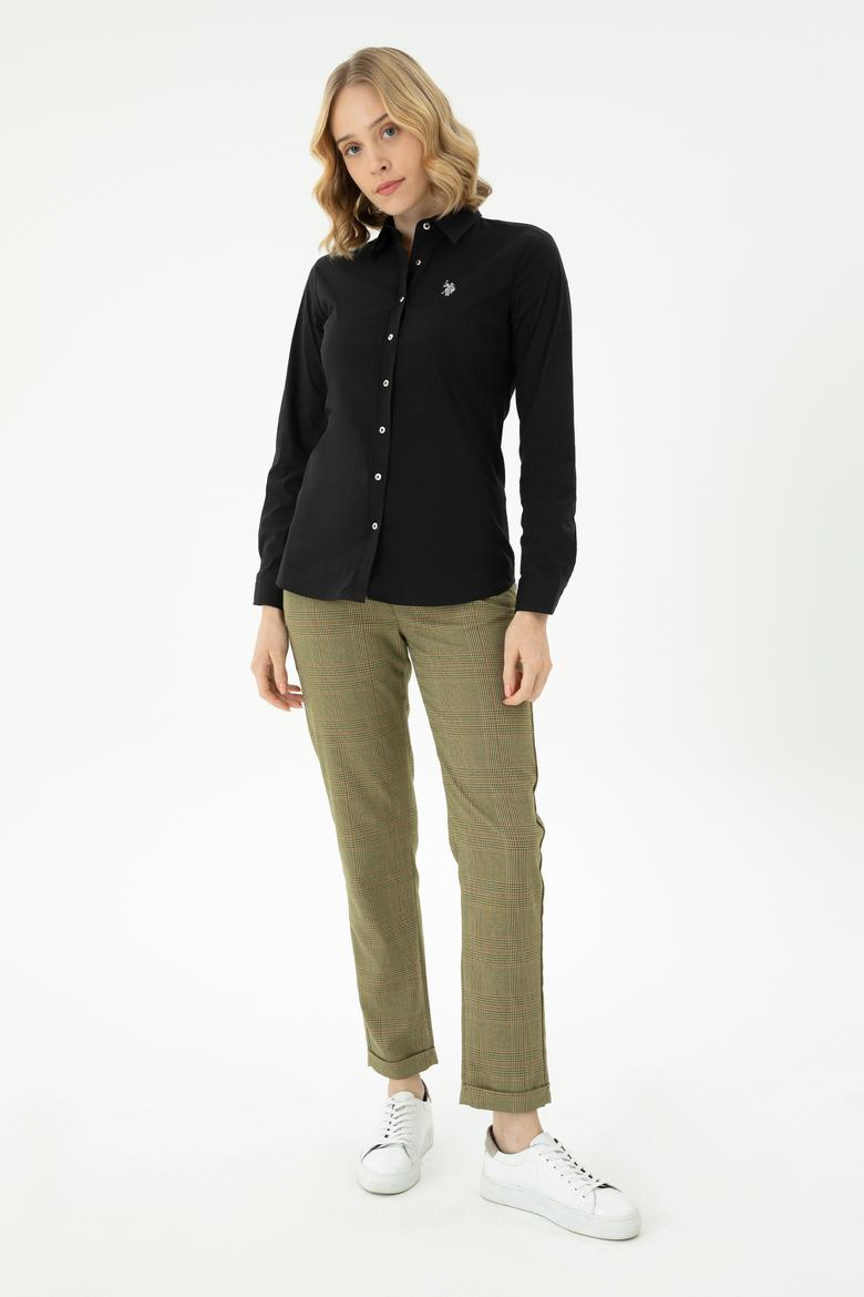 Kadın Siyah Uzun Kollu Basic Gömlek - 50271264027