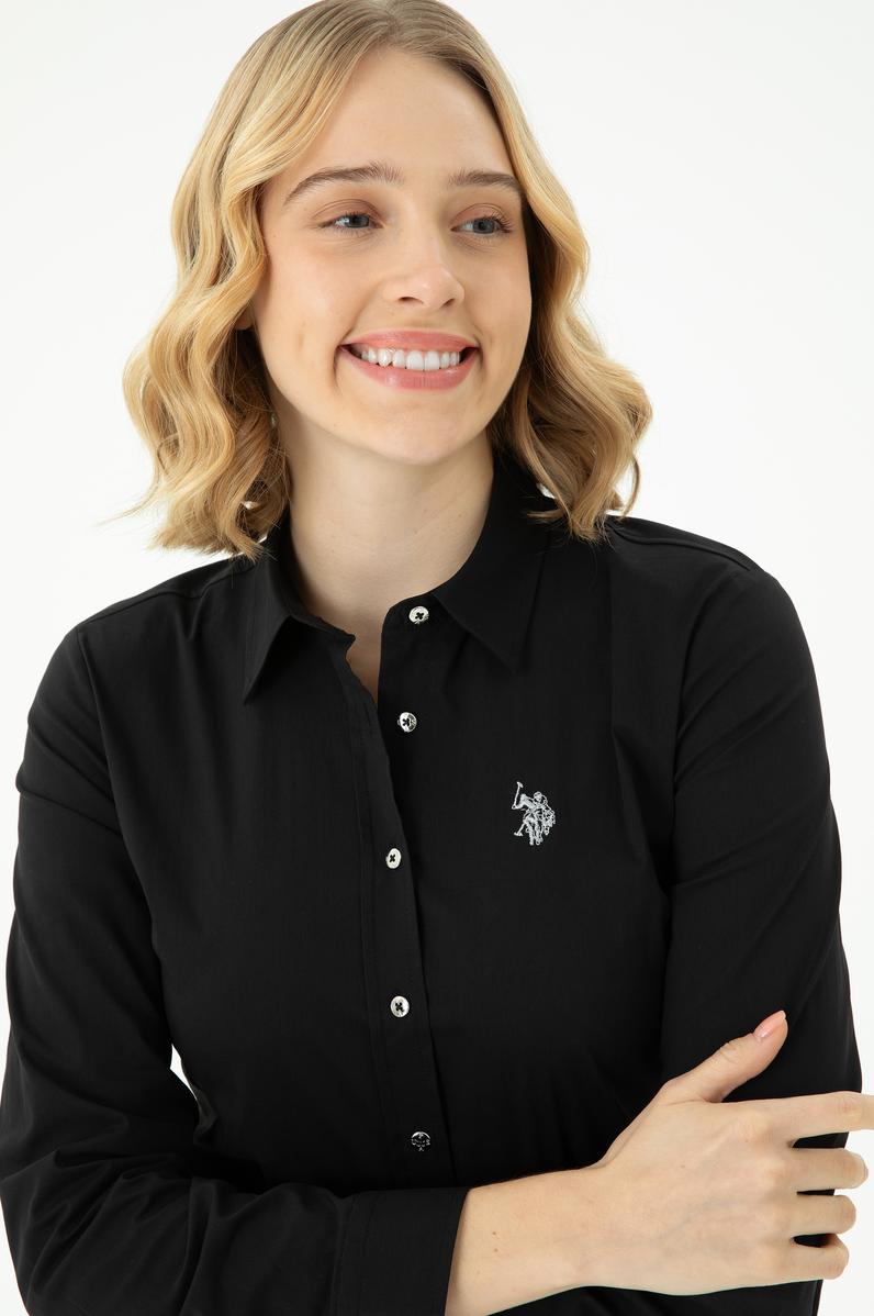 Kadın Siyah Uzun Kollu Basic Gömlek