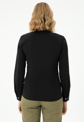 Kadın Siyah Uzun Kollu Basic Gömlek - 50271264027