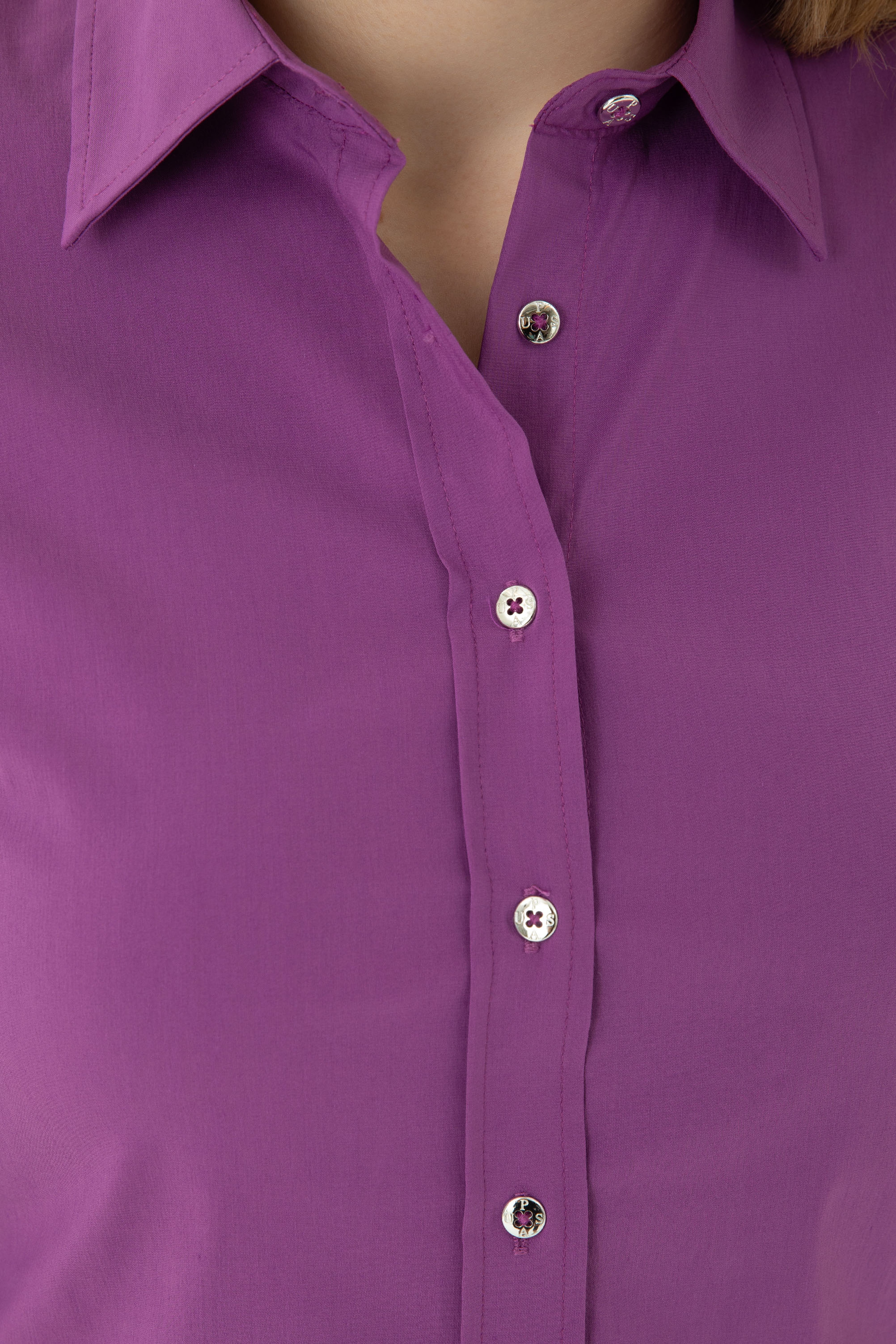 Kadın Violet Uzun Kollu Basic Gömlek - Image 7