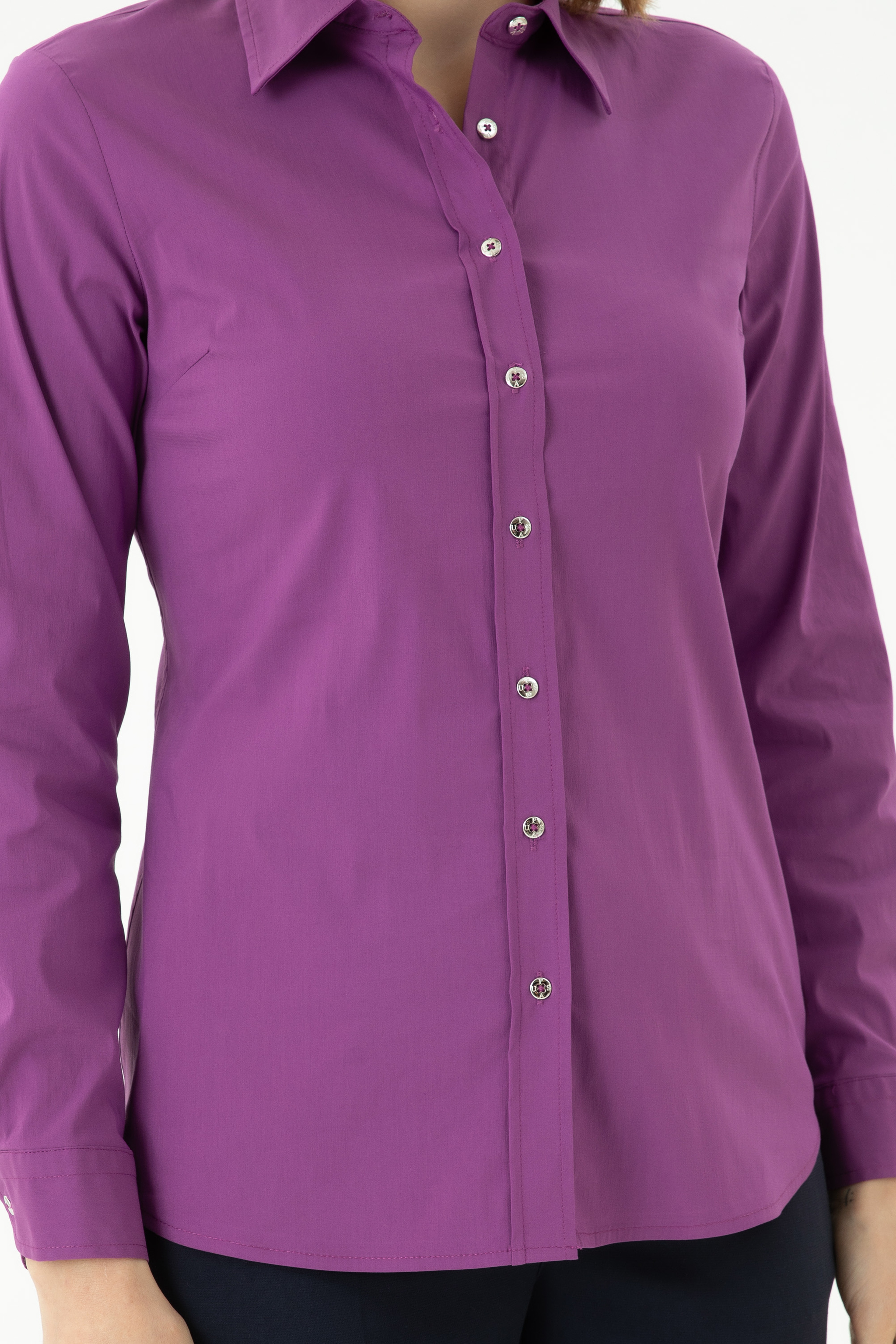 Kadın Violet Uzun Kollu Basic Gömlek - Image 6