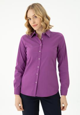 Kadın Violet Uzun Kollu Basic Gömlek - 50271263051