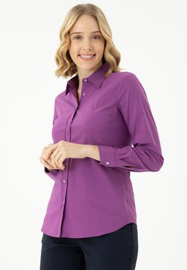 Kadın Violet Uzun Kollu Basic Gömlek - 50271263051
