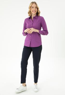 Kadın Violet Uzun Kollu Basic Gömlek - 50271263051