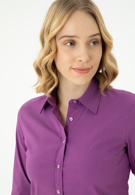 Kadın Violet Uzun Kollu Basic Gömlek - 50271263051