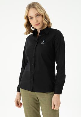 Kadın Siyah Uzun Kollu Basic Gömlek - 50271266091