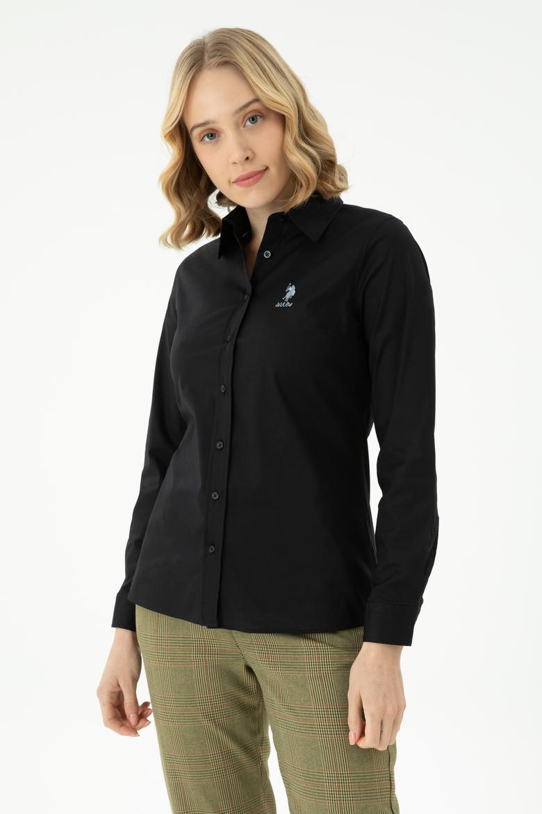 Kadın Siyah Uzun Kollu Basic Gömlek - 50271266091