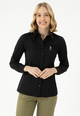 Kadın Siyah Uzun Kollu Basic Gömlek - 50271266091