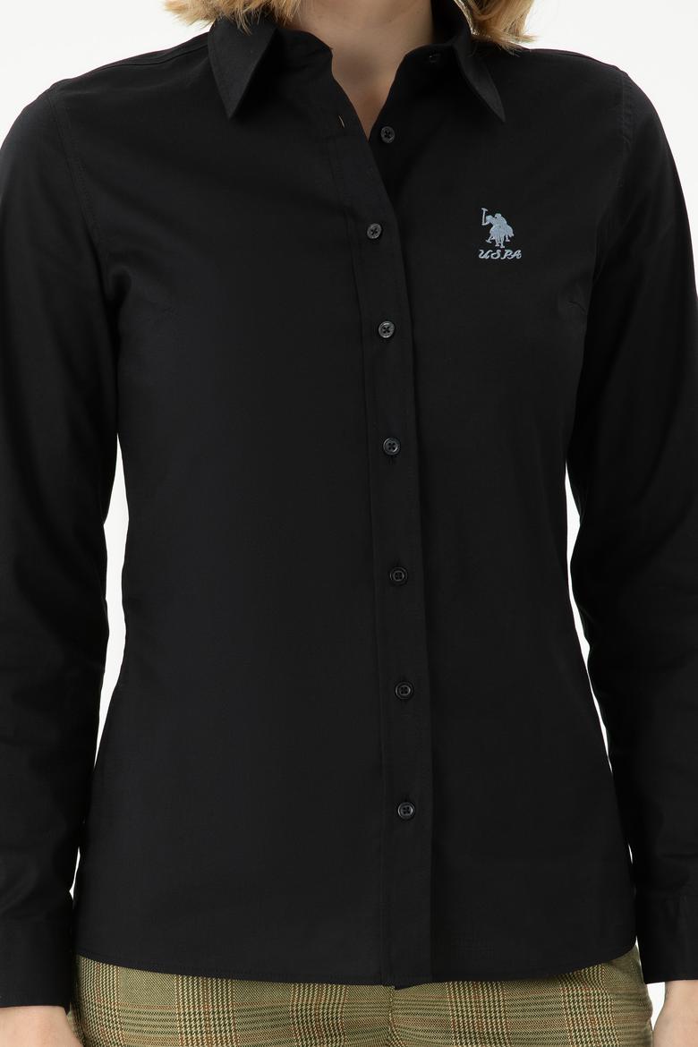 Kadın Siyah Uzun Kollu Basic Gömlek - 50271266091