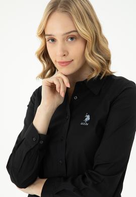 Kadın Siyah Uzun Kollu Basic Gömlek - 50271266091