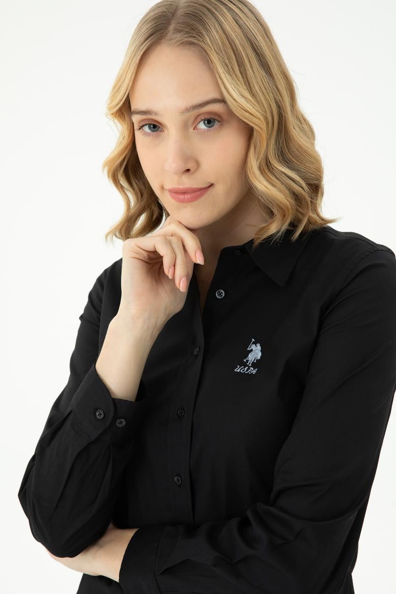 Kadın Siyah Uzun Kollu Basic Gömlek - 50271266091