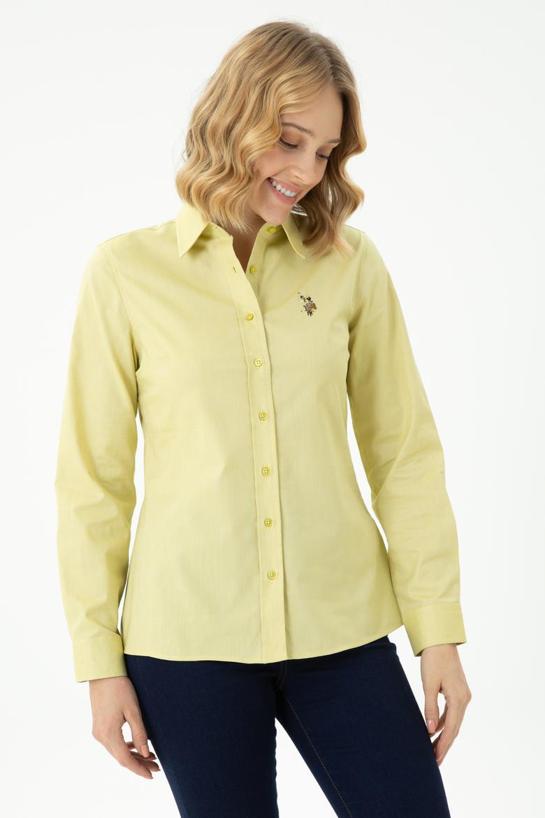 Kadın Fıstık Yeşili Uzun Kollu Basic Gömlek - 50271268043