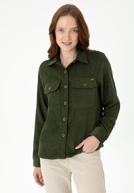 Kadın Haki Uzun Kollu Gömlek - 50271848003