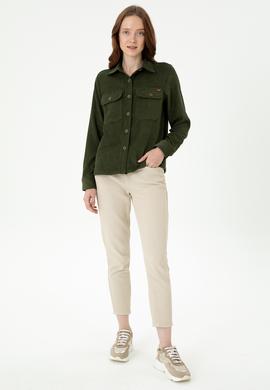 Kadın Haki Uzun Kollu Gömlek - 50271848003