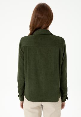 Kadın Haki Uzun Kollu Gömlek - 50271848003