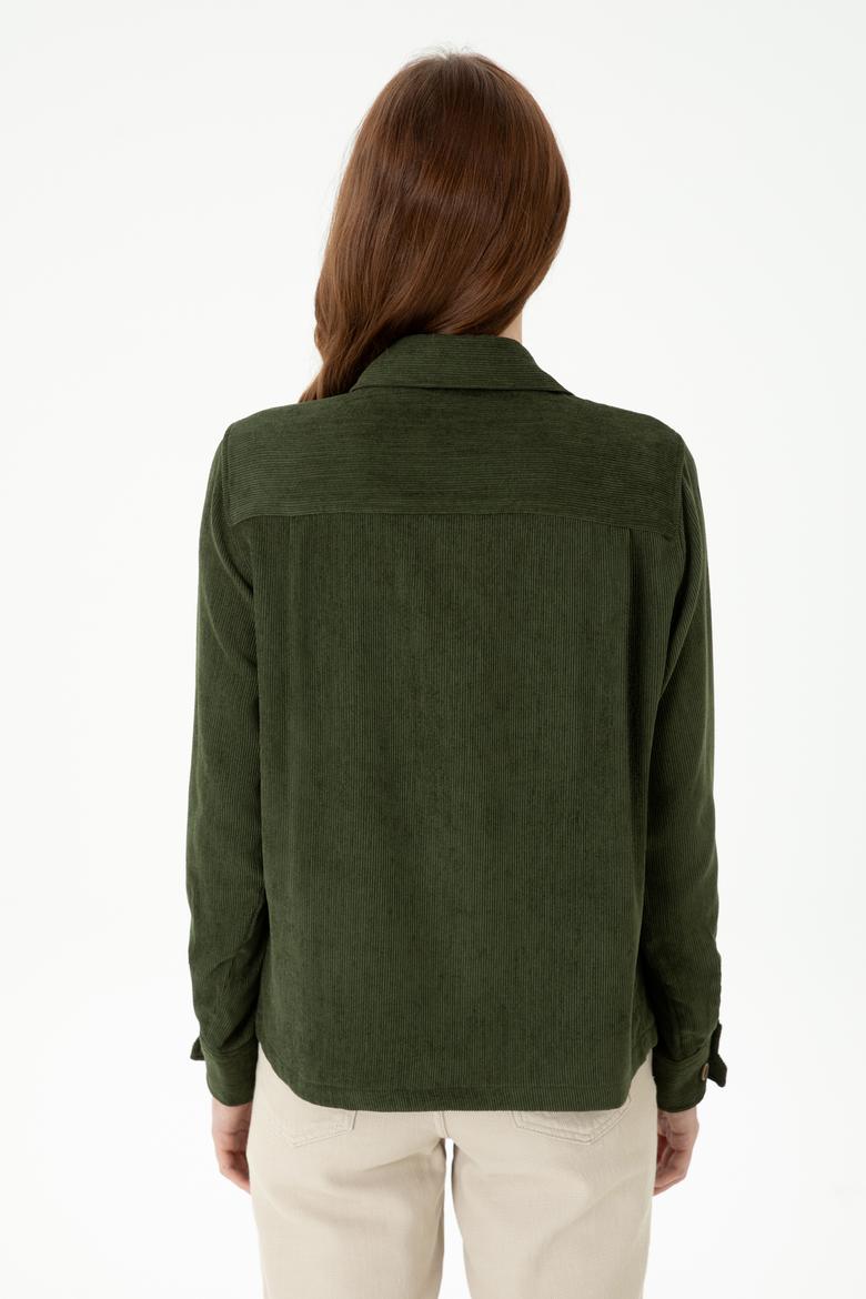 Kadın Haki Uzun Kollu Gömlek - 50271848003
