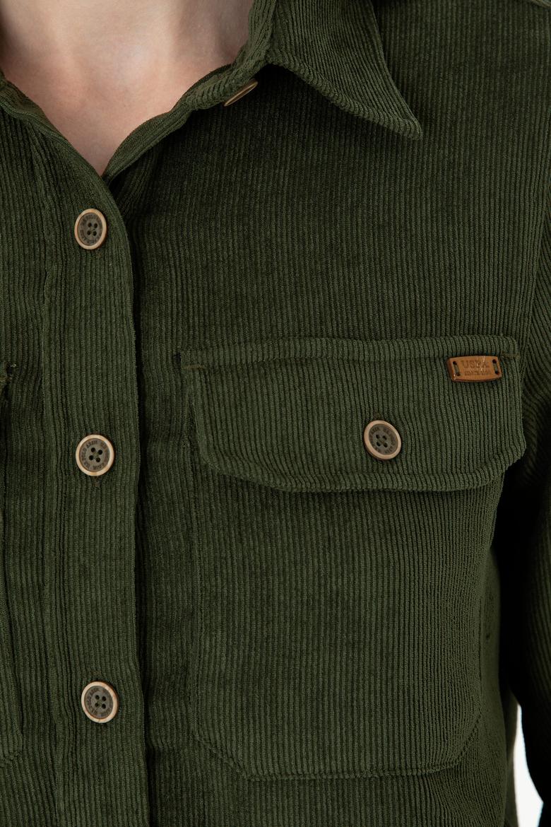 Kadın Haki Uzun Kollu Gömlek - 50271848003