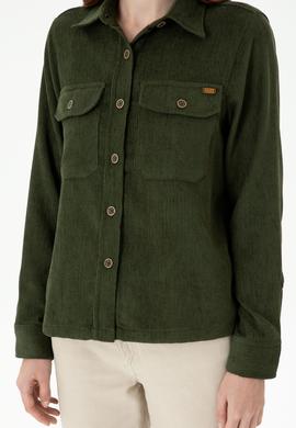 Kadın Haki Uzun Kollu Gömlek - 50271848003