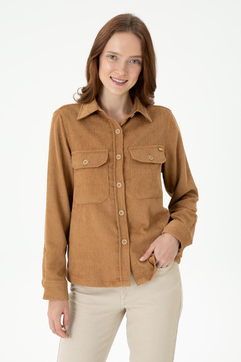 Kadın Kum Uzun Kollu Gömlek