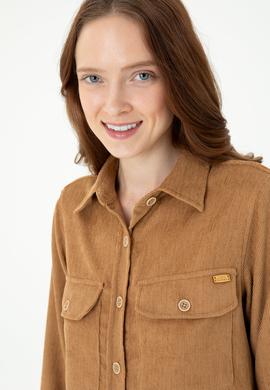 Kadın Kum Uzun Kollu Gömlek - 50271848019