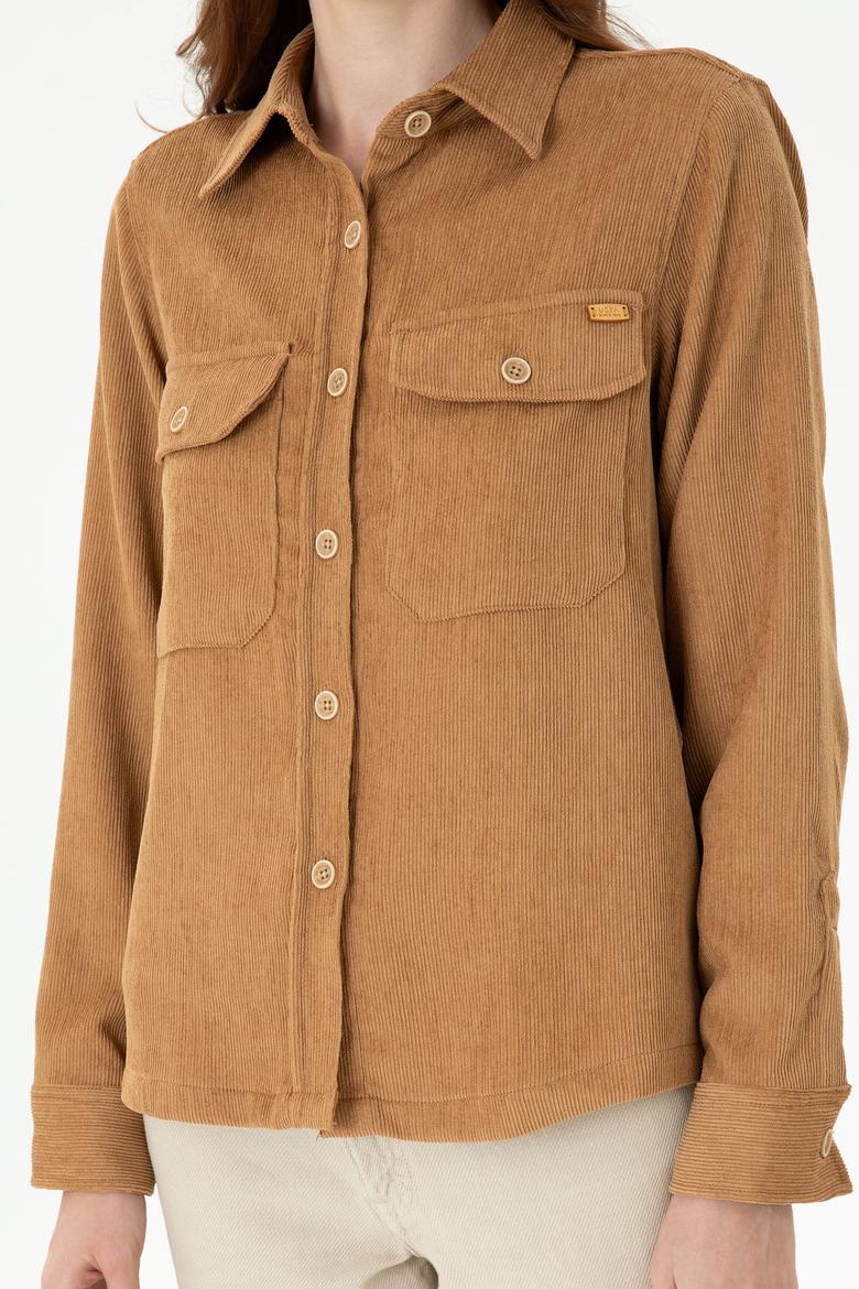 Kadın Kum Uzun Kollu Gömlek - 50271848019