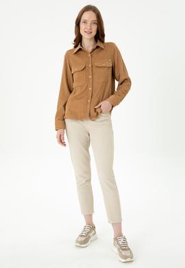 Kadın Kum Uzun Kollu Gömlek - 50271848019
