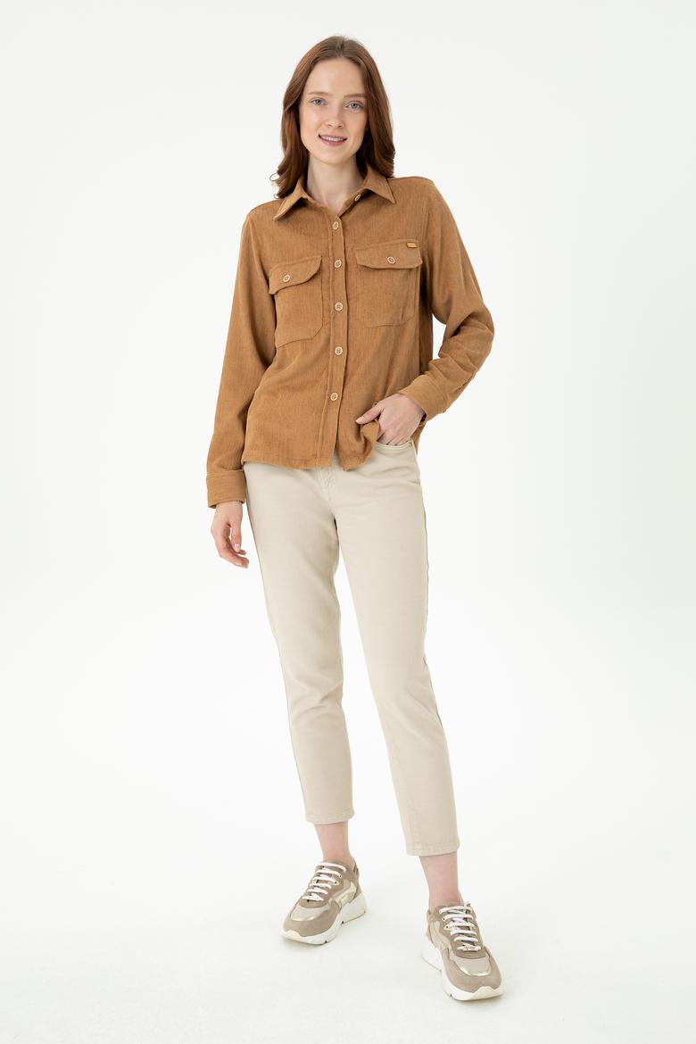 Kadın Kum Uzun Kollu Gömlek - 50271848019