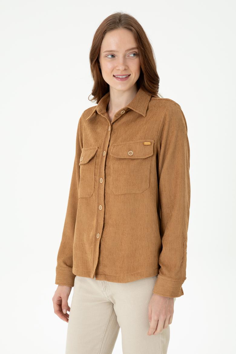 Kadın Kum Uzun Kollu Gömlek - 50271848019