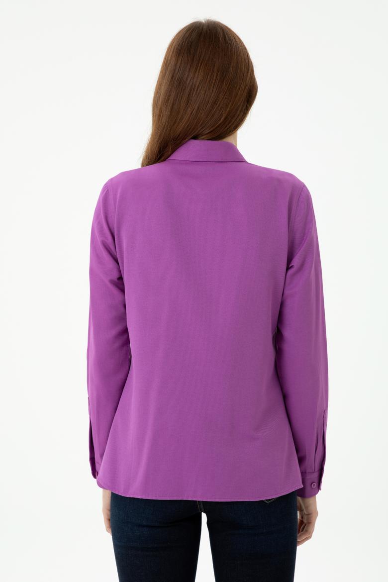 Kadın Violet Uzun Kollu Basic Gömlek - 50271935066
