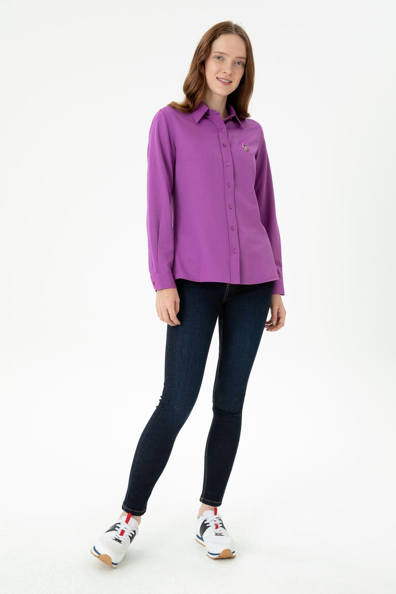 Kadın Violet Uzun Kollu Basic Gömlek - 50271935066