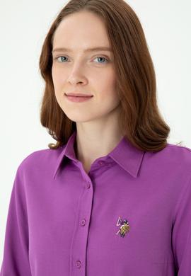 Kadın Violet Uzun Kollu Basic Gömlek - 50271935066
