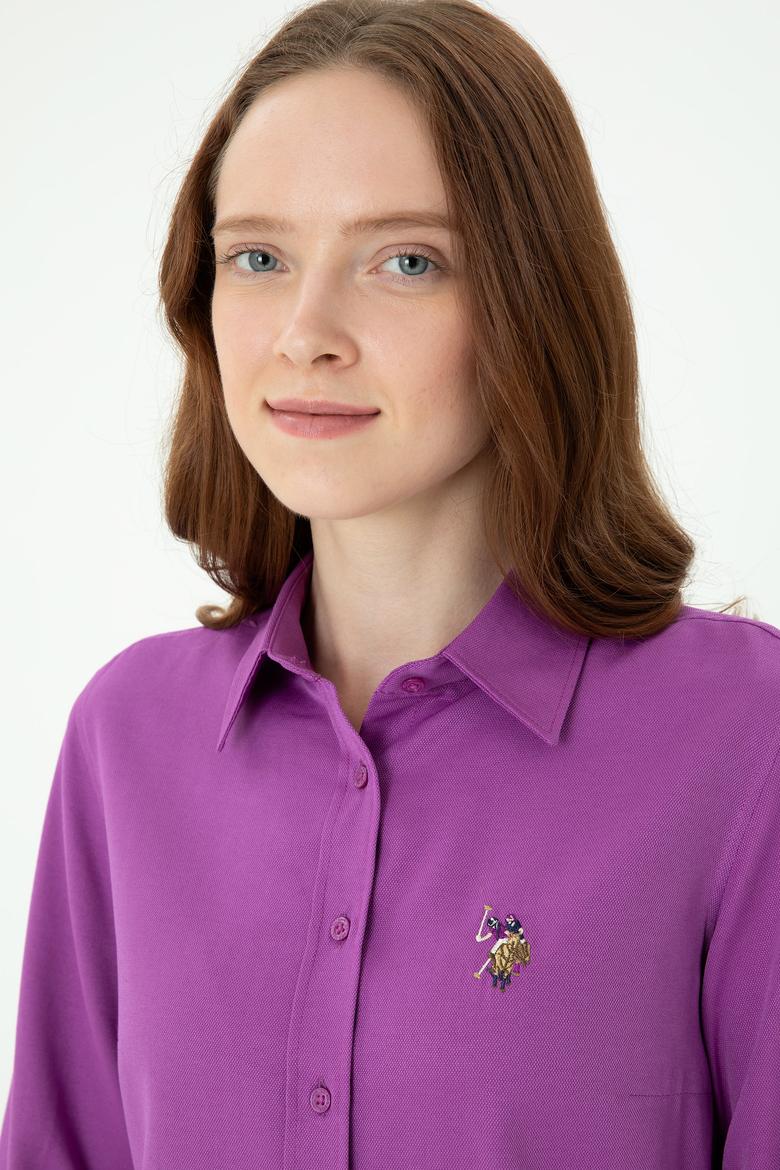 Kadın Violet Uzun Kollu Basic Gömlek - 50271935066