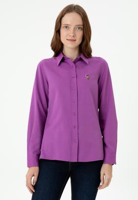Kadın Violet Uzun Kollu Basic Gömlek - 50271935066