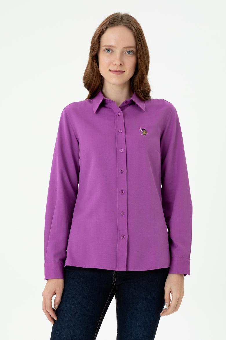 Kadın Violet Uzun Kollu Basic Gömlek