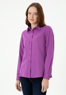 Kadın Violet Uzun Kollu Basic Gömlek - 50271935066