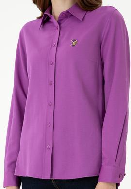 Kadın Violet Uzun Kollu Basic Gömlek - 50271935066